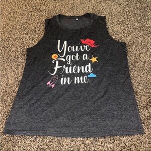 Gray Graphic Muscle Tee with Boxy Fit NWOT